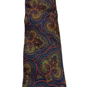 COACH Men's Tie Size One Blue Silver Wide Diagonal Stripe Luxury Silk Paisley